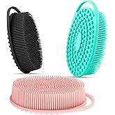 3 Pack Silicone Body Scrubber, Silicone Loofah Exfoliating Soft Body Scrubber, Silicones Body Brush Bath Shower Scrubber for Body, 2 in 1 Bath and Shampoo Wash Brush for Skin Exfoliation Men Women