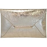 JNB Crushed Metallic Envelope Clutch
