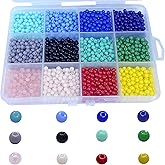 FAPUMOE 12-Grid 2160pcs 3mm Round Glass Seed Beads - 12 Colors DIY Craft Beads for Jewelry Making Necklace Bracelet Earrings Accessories