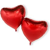 32inch Red Heart Balloons TWO Pack THEPARTYBALLOON Shiny Foil Wedding Decoration Birthday Party