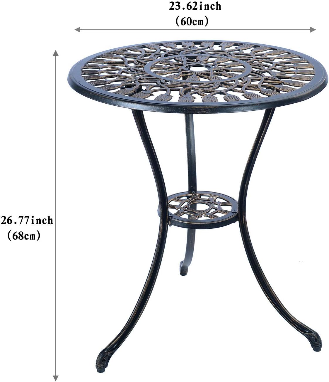 U/D Patio Bistro Table Set,5 Picec Outdoor Patio Set Rust-Resistant Cast Aluminum Tulip Design Outdoor Furniture Set: Garden & Outdoor