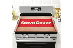 Riveira 30x22 Bamboo Brown Stove Top Covers for Electric Stove & Gas Stove Top Covers for Gas Burners – Large Gas Stove Cover with Handle & Juice Groove – Rustic Stove Covers for Gas Stove Top
