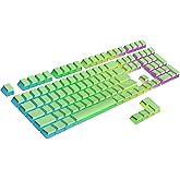 Ranked Pudding PBT Keycaps | 112 Double Shot Translucent ANSI US &amp; ISO Layout | OEM Profile for RGB Mechanical Gaming Keyboard (Pistachio)