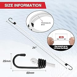 WORKPRO 24 Inch Bungee Cord with Hooks, 4 Pack