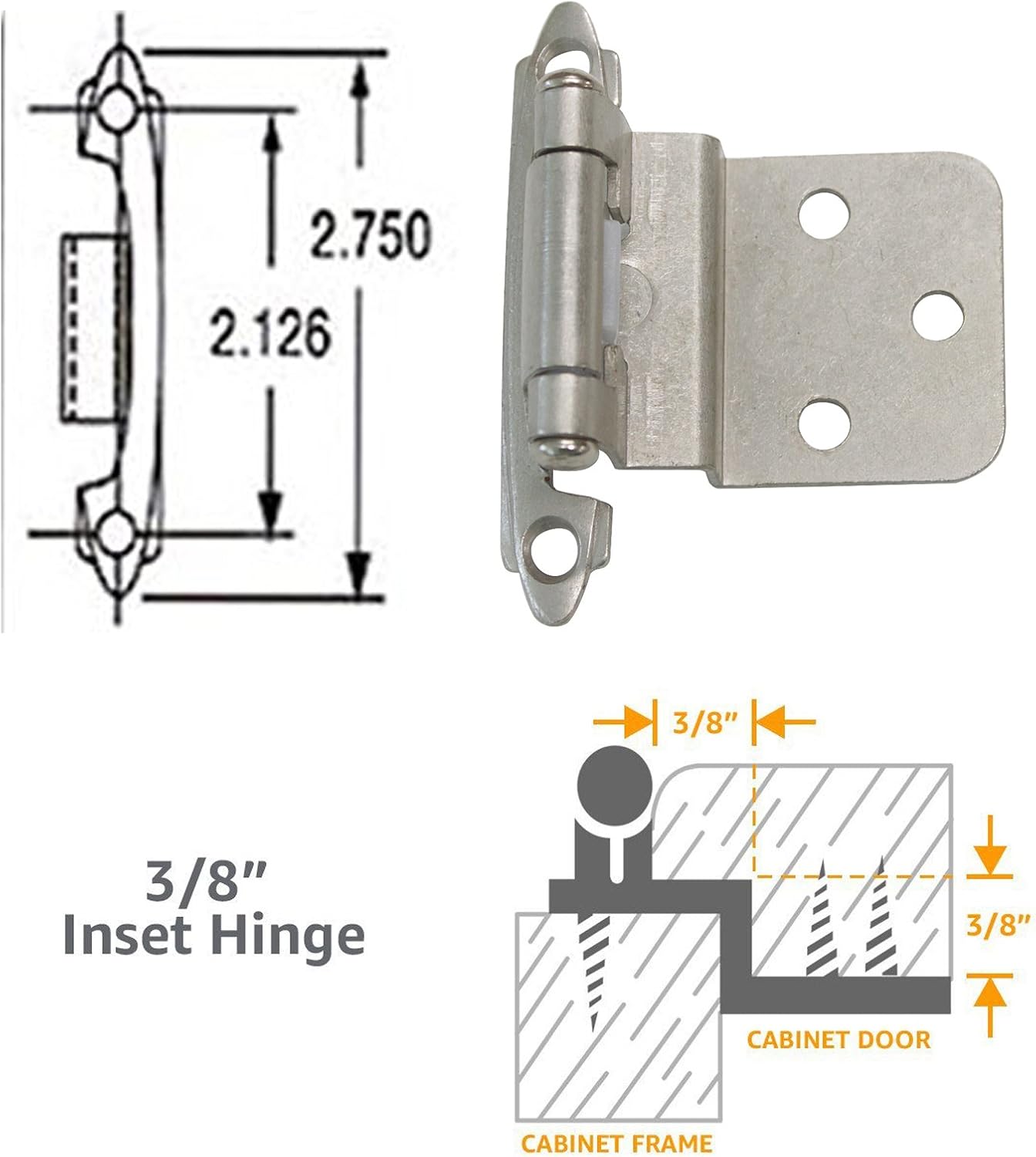 Gobrico Satin Nickel Cabinet Hinges 3 8 Inset Decorative Self Closing Hinges 5pair 10pack Hardware Cabinet Hardware