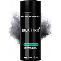 THICK FIBER Hair Fibers for Thinning Hair & Bald spots (BLACK) - 25g Bottle - Conceals Hair Loss in Seconds - Hair Powder for