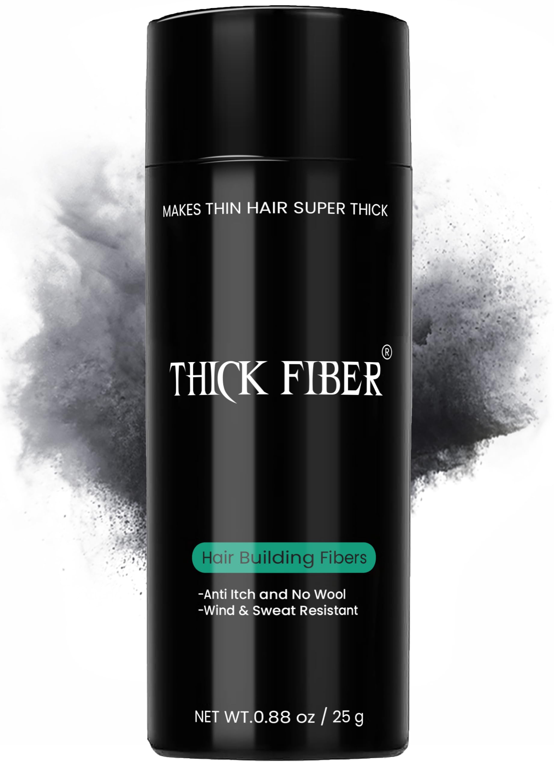 THICK FIBER Hair Fibres (Pack of 1, BLACK) | Powder for Thinning 25g Bottle Makes Thin Look Thicker in Seconds with loss Concealer Women & Men