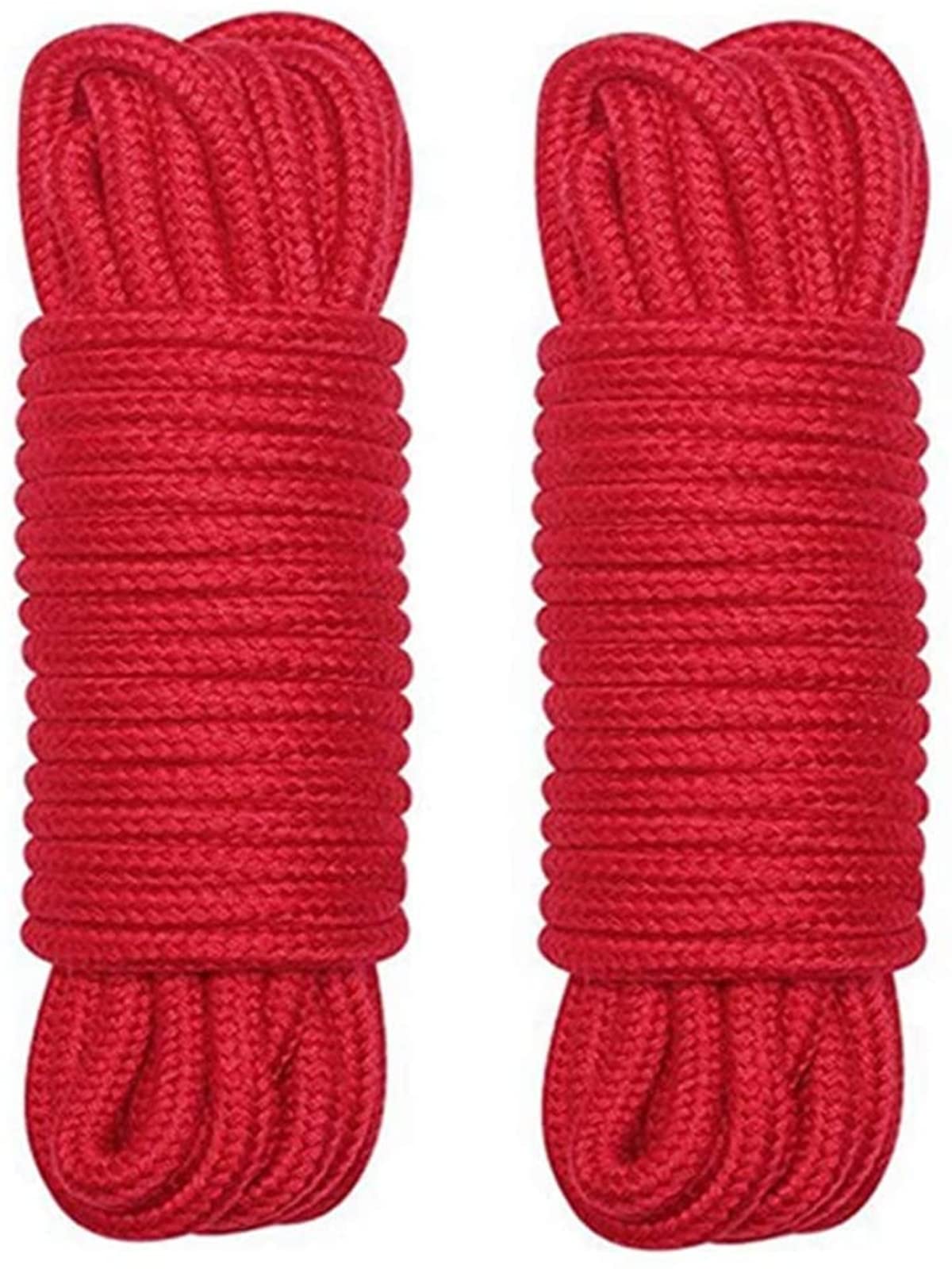 WYSUMMER Soft Rope Cord, 2Pcs 10 M/33 Feet 8 MM All Purpose Cotton Rope Craft Rope Thick Cotton Cord (red)