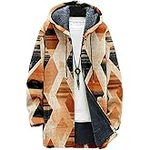 2025 Men's Ethnic Pattern Hooded Jacket Long Cardigan Hoodies Full Zip Vintage Knitted Zipper Coat with Pocket
