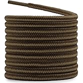 DELELE 2 Pair Round Boot Laces Outdoor Hiking Walking Shoelaces Dual Coloured Striped Shoe Lace Work Shoe Strings