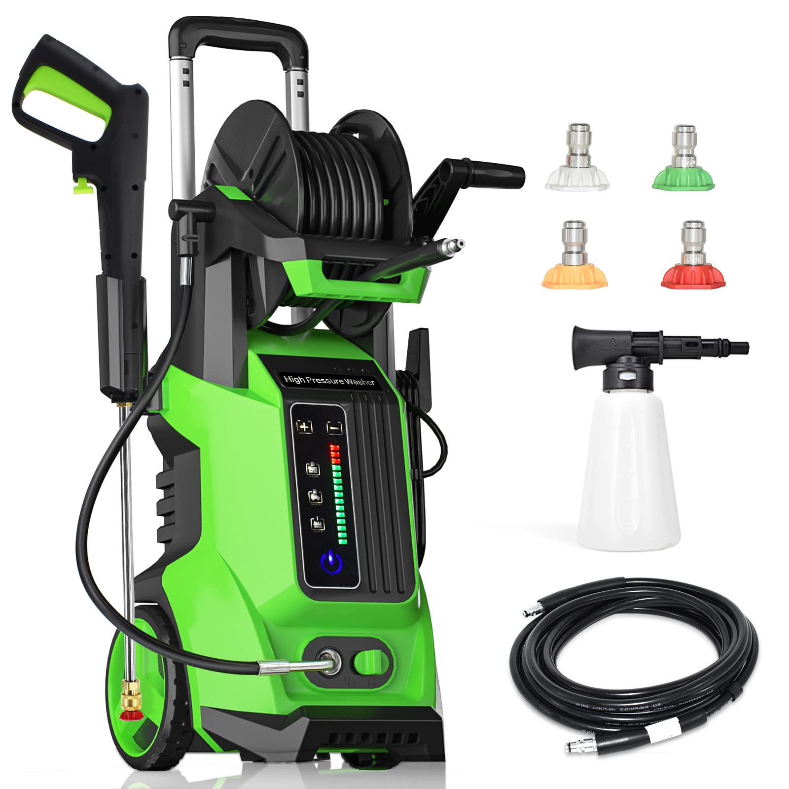 Electric Pressure Washer 5000PSI 3.5GPM with Touch Screen & 5 Nozzles ...