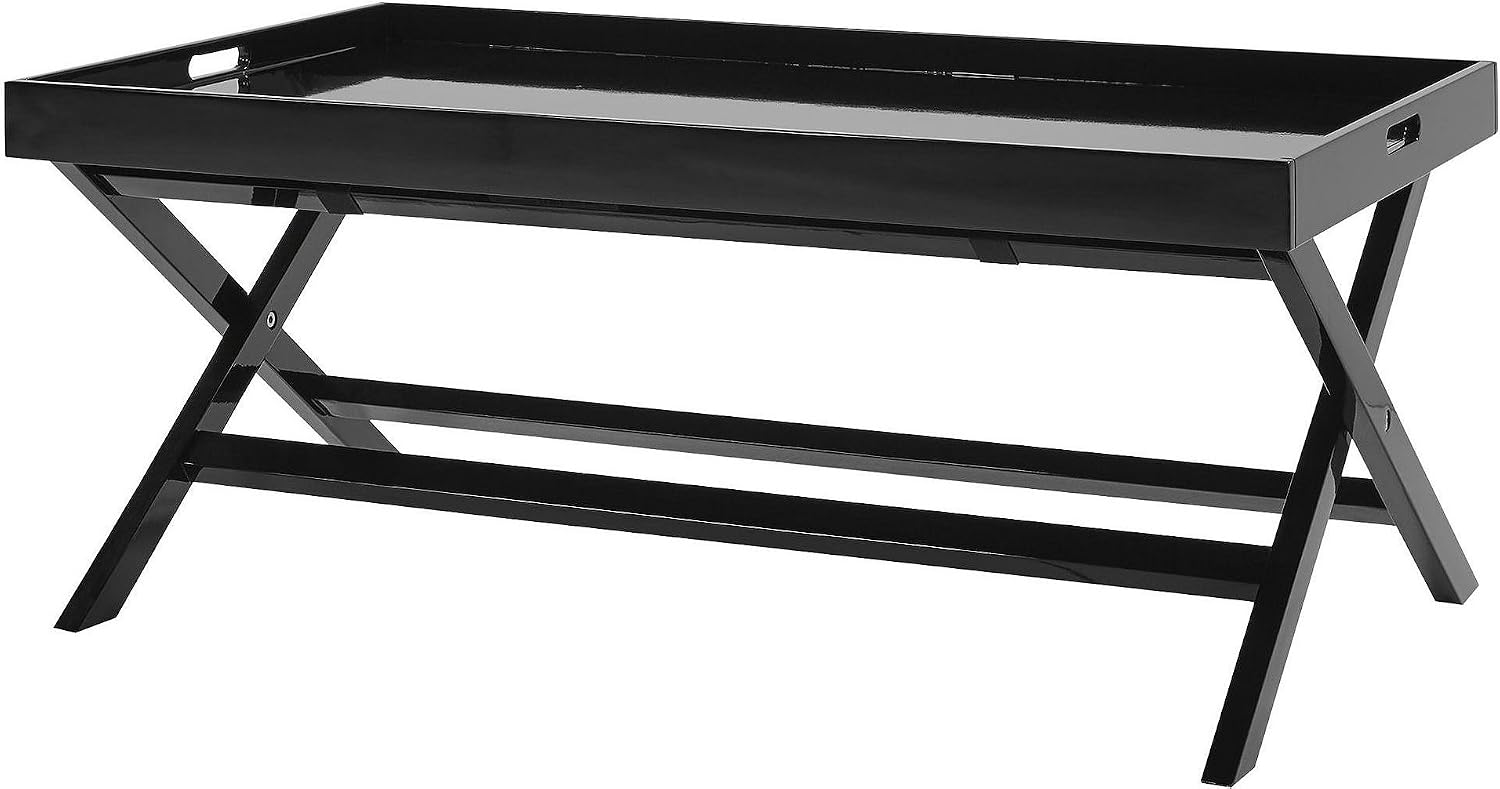 New Tesco Fold Away Butlers Tray Coffee Table High Gloss Black Amazoncouk Home Kitchen