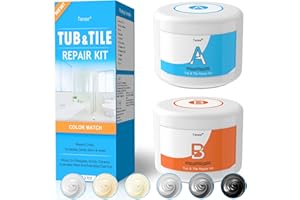TENEE Tub Repair Kit & Porcelain Repair Kit (Color Match) 3.7 OZ - Bathtub Repair Kit for Cracked Bathtub, Fiberglass Repair Kit with Super Adhesion, Perfectly Treat Cracks, Holes, Dents, Worns and Shower