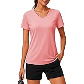 MAGCOMSEN Workout Tops for Women UPF 80+ V-Neck Short Sleeve Tee Shirt Quick Dry T Shirts Gym Athletic Yoga Top