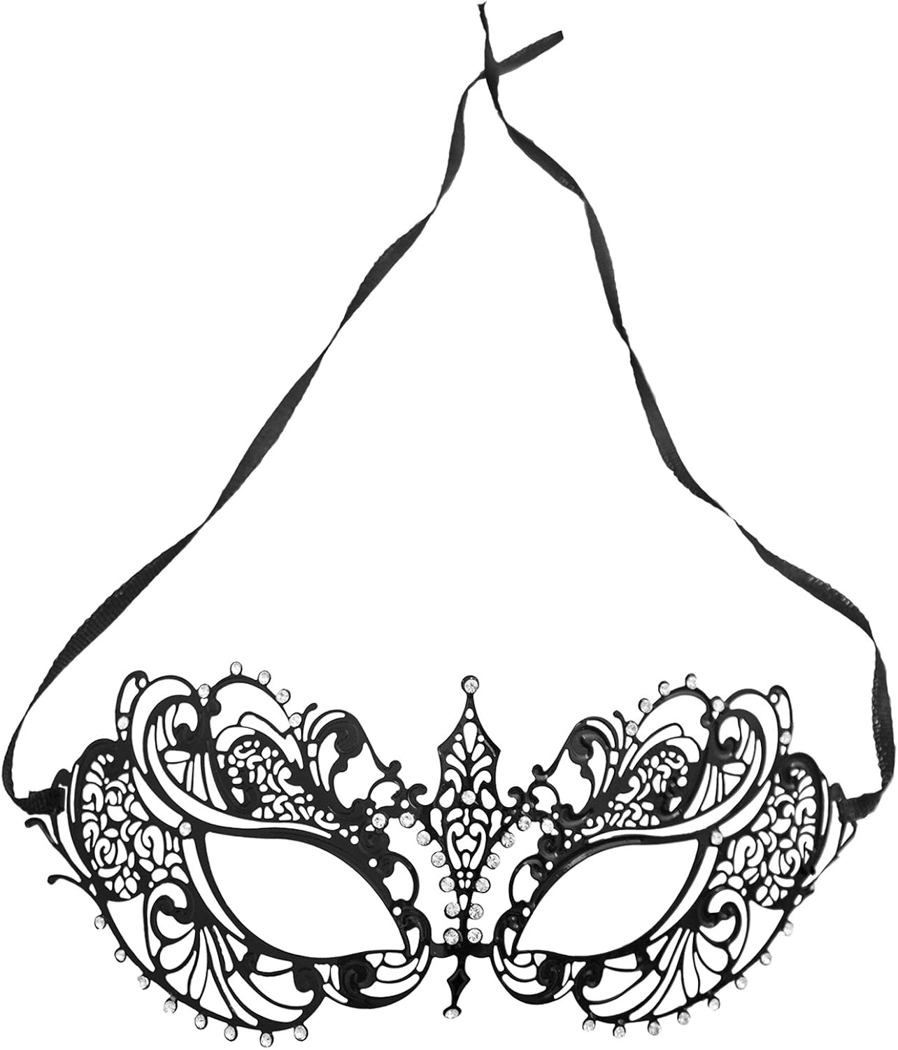 Amazon Com Women S Laser Cut Metal Venetian Pretty Masquerade Ball Party Mask Costume Accessory Black Clothing