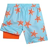 Quad Seven Boys Swim Trunks with Compression Liner Quick Dry Bathing Suit Swim Shorts (Sizes: 8-14)