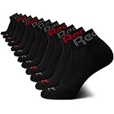 Reebok Mens Quarter Socks - 12 Pack Performance Stretch Moisture Wicking Athletic Running Ankle Socks for Men