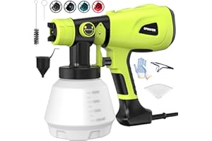 LESONJOY Paint Sprayer 1000W High Power Electric Spray Paint Gun with Adjustable Spray Width Knob 4 Nozzles and 3 Patterns Easy to Clean for Furniture Home Interior House Painting Green