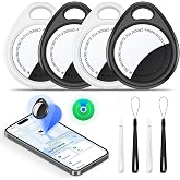 ZLQZCKJ Bluetooth Air Tracker -4 Pack with Hybrid Armor Case, Compatible with Apple Find My (iOS Only), Item Finder for Keys Luggage Backpack Dog Collar - 2 White + 2 Black with Lanyards