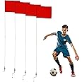 Get Out! Soccer Corner Flags Set of 4-60 Inch Training Agility Poles - Large 13 x 10 Inch Soccer Practice Flags - Spring Mounted Spike Anchored Corner Flag Poles for Outdoor Grass Fields