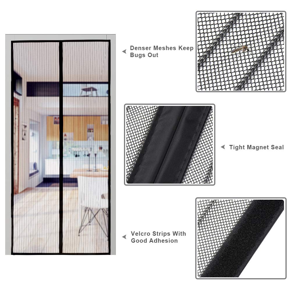 Cyttengo Magnetic Screen Door with Super Tight Self Closing Magnetic Seal and Durable Polyester Mesh,Full Frame Hook & Loop Fits Door Size up to 39\