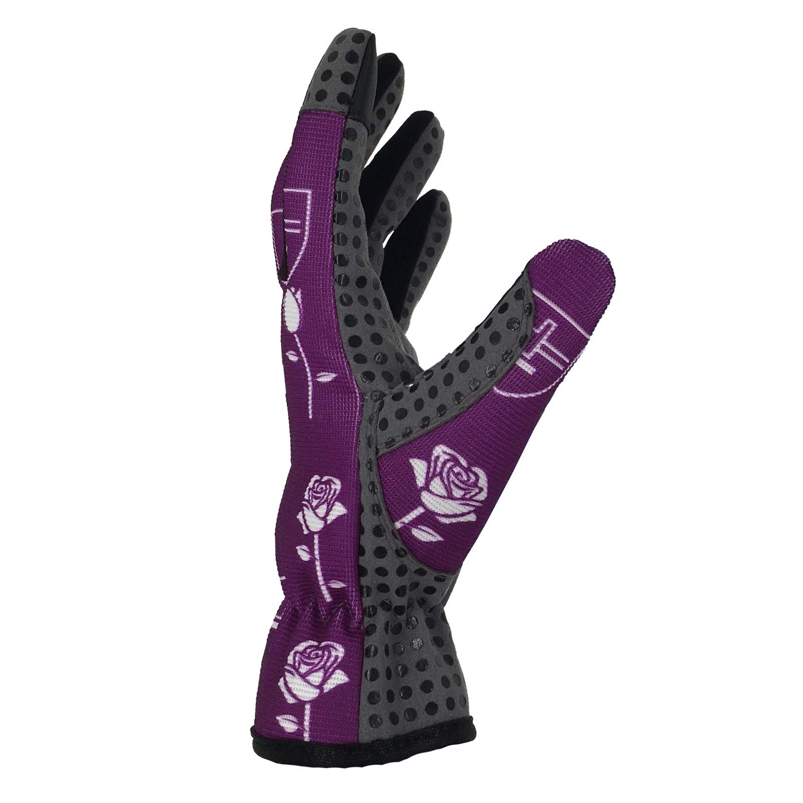 SAMONA Work and Gardening Gloves Micro Fibre Palm - Fourway Spendex, Index Finger for Smart Phone Usage (Purple, Large)