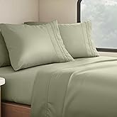 Clara Clark Bed Sheets, Premier 1800 Series 4 Piece RV Queen Sheet Set, Luxury Soft Sheets for RV Bunks, Short Queen - Sage G