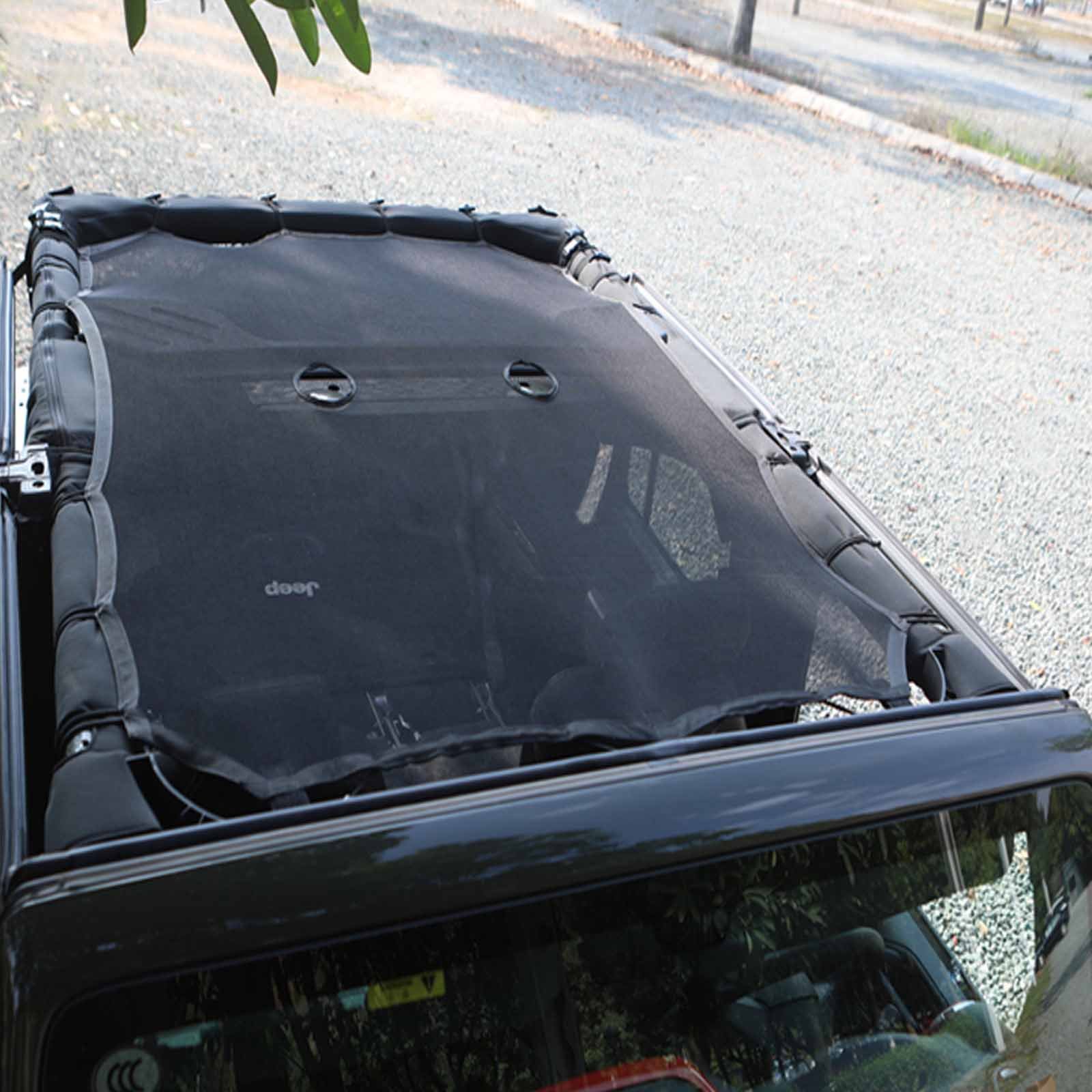 Bosmutus Bikini Top Net 4 Door sun shade UV Protector Mesh Bikini Sun Shade Full Top Cover Compatible with Jeep wrangler 2007-2017 JK JKU Sahara Sport X Rubicon and Unlimited (4 Door)