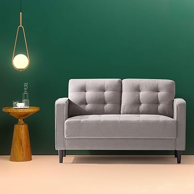 Zinus Benton Mid-Century Loveseat Sofa with Grid Tufted Cushions