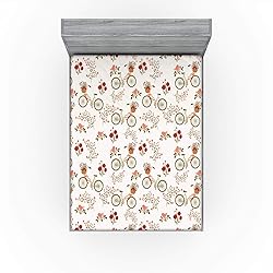 Ambesonne Floral Fitted Sheet, Nostalgic Romance