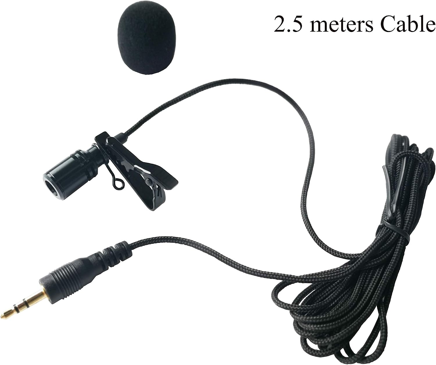 registrazione video cavo in nylon 2,5 m fotocamera Microfono professionale  a risvolto lavalier 3.5mm Microfono a condensatore omnidirezionale TRS per  PC DV Accessori per audio e video farmaki.gr