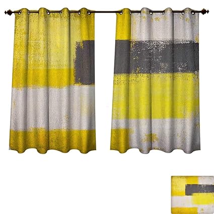 Amazon Com Grey And Yellow Blackout Curtains Panels For Bedroom