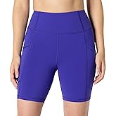 Amazon Essentials Women's Active Total Train High Waist 7" Gym Workout Biker Shorts with Pockets