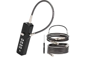 Combination Cable Lock - 3 Retractable Locks (11.8", 23.6", 47.2") for Bicycle, Ski, Fence, Cabinet, Door - 4-Digit Security 