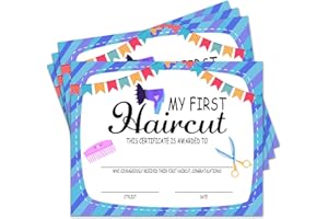 JIRIM-BEUTY 25 Kids First Haircut Certificate Little Boy's Little Gilr's First Haircut Souvenir Certificate Milestone Marker First Haircut Award for Hair Salon 8 x10 Inches