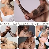 BASIFA 77 Sheets Temporary Tattoos for Women Men Realistic Lion Wolf Owl Snake view 6