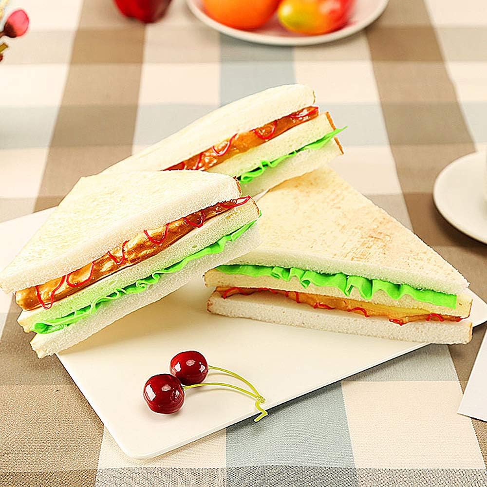 HTFGNC Kmiunty 3PCS Simulation Food Artificial Sandwich Fake Food Bread Model Photography Prop for Home Kitchen Party Decoration