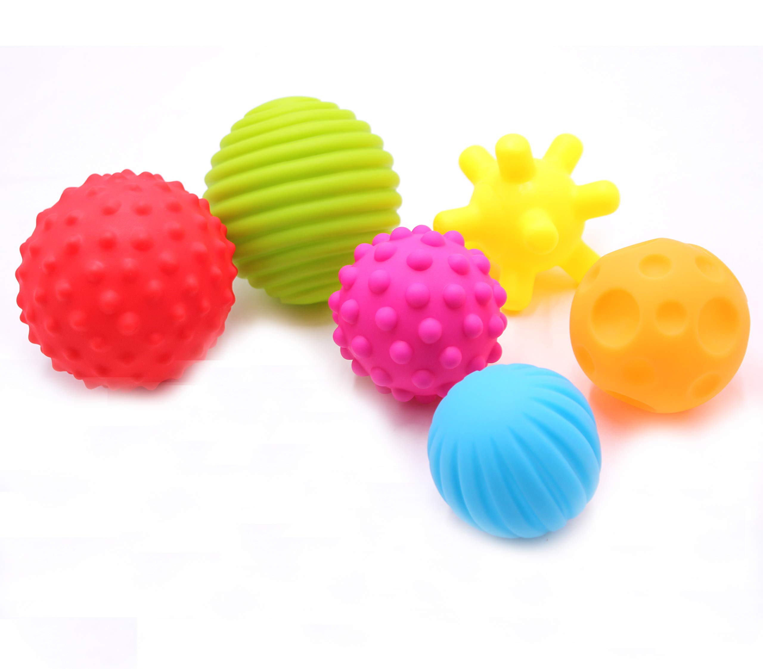 6 Pack Sensory Balls Set for Babies, Soft & Textured Balls with Bright Colors and Sounds for Baby Toddler