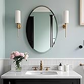 Oval Mirror Frameless Bathroom Mirror for Over Sink, Beveled Polished Wall Mirror for Bathroom, Bedroom, Vanity and Entryway 16" x 24"