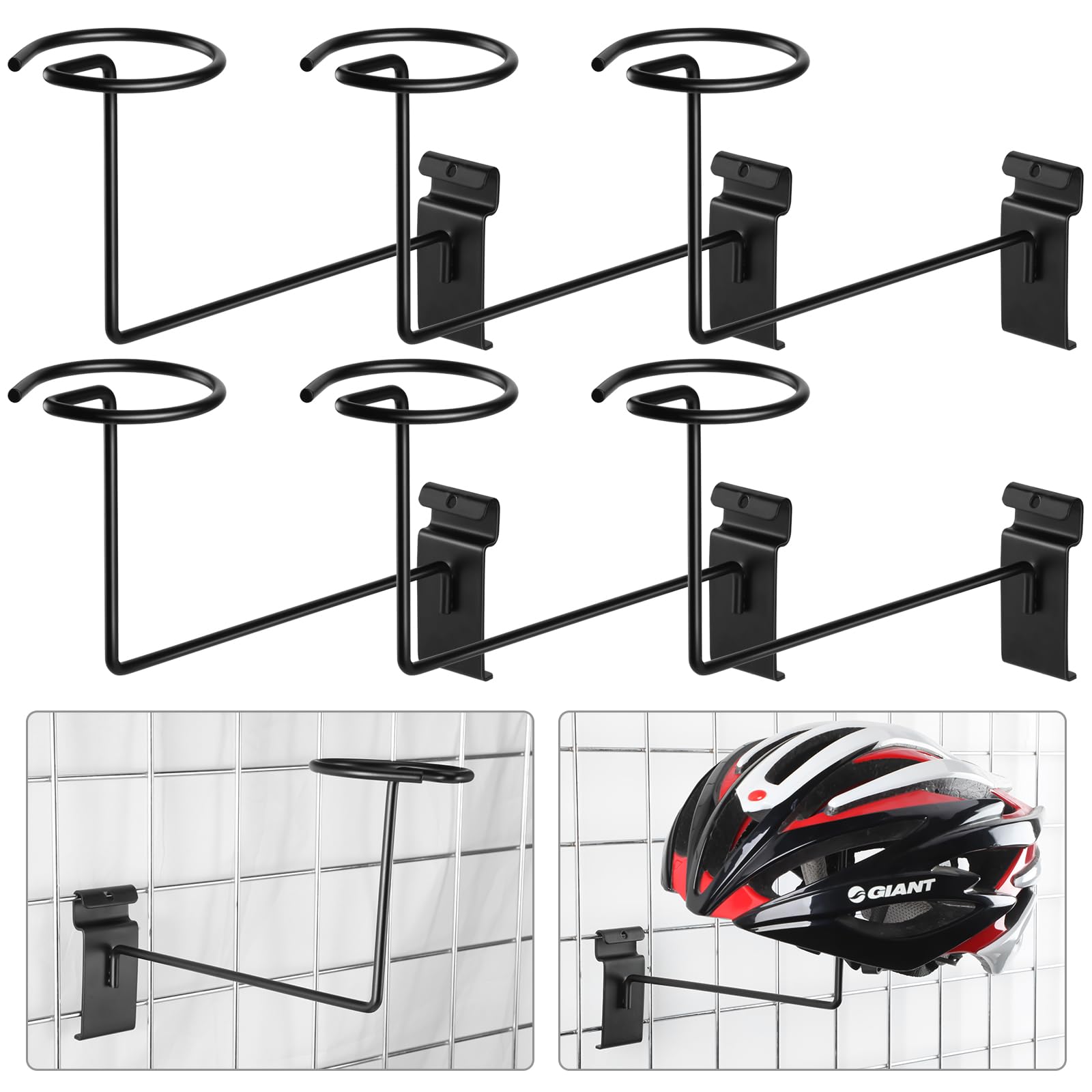 Photo 1 of Kigley Metal Gridwall Hooks, 3.2 inch Hat Helmet Rack, Retail Display Shelves Organizer, Wall Fixtures, Accessories for Home Retail Shop(Black,6 Pcs)
