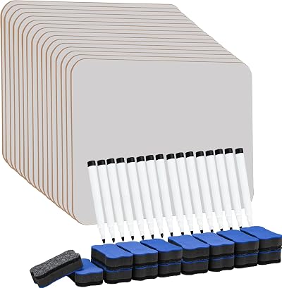 Hisredsun 16 Pack Small Dry Erase Whiteboard 21x30 cm Double Sided with Pens