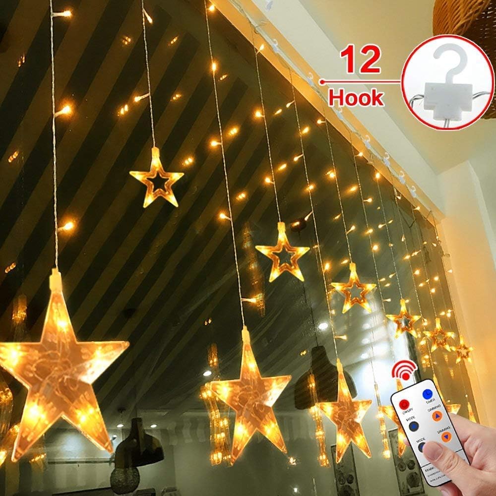 Star Curtain Fairy Lights, Afufu 108LED 8 Modes Window LED String Lights with Remote Control Low Voltage Indoor Outdoor IP65 Waterproof String Lights Christmas Decorations (7.2 * 3.3ft)