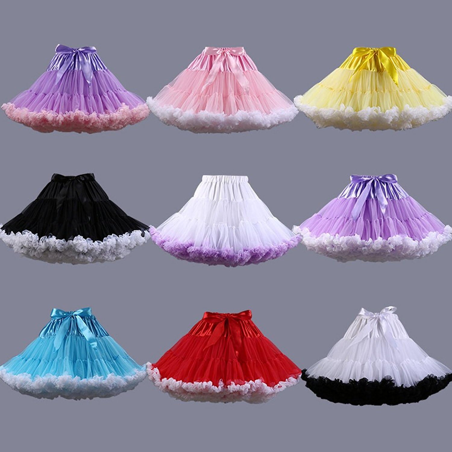 FOLOBE Women's Soft Puffy Tulle Petticoat Costume Ballet Dance Short Tutu Skirts Multi-Layer: Clothing