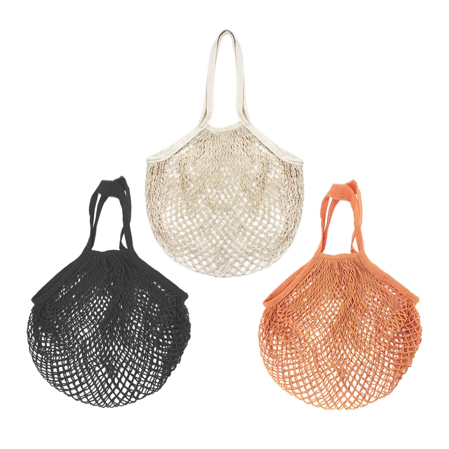 GVSAVY 3pcs Cotton Mesh Shopping Bag, Mesh Tote Bag, Mesh Storage Bag, Cotton Mesh Produce Bag, Grocery Mesh Bag for Produce, Beach Toy Storage, Out and About