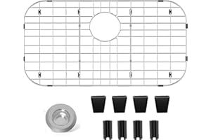 SUZLON Sink Protectors for Kitchen Sink 26" x14", Stainless Steel Sink Protector with Rear Drain Hole Sink Rack for Bottom of Sink with Sink Strainers (Separable, 26" x 14", Rear Drain)
