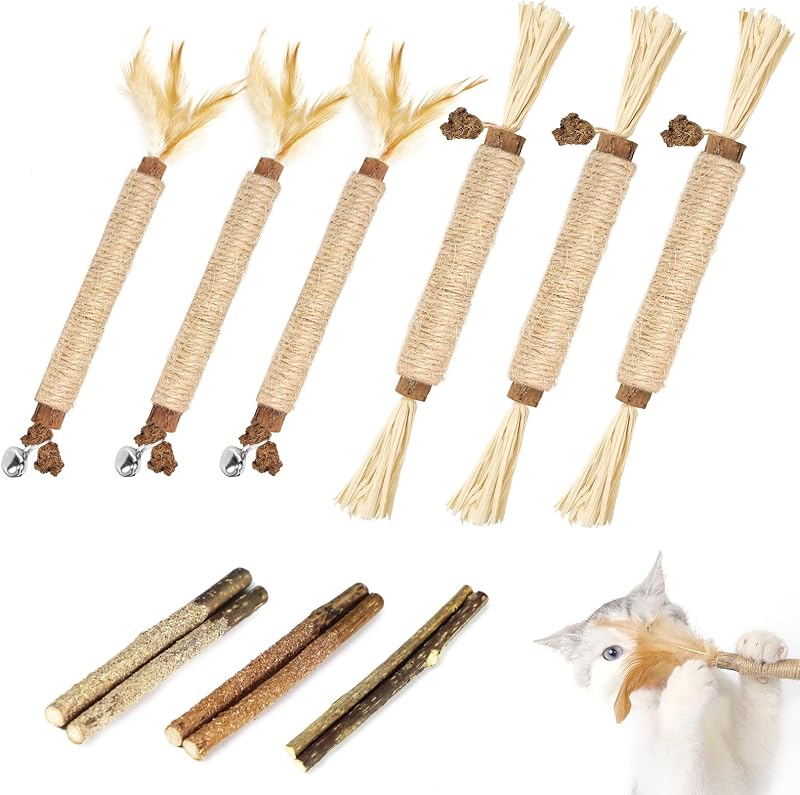 Nepfaivy Cat Toys Silvervine Sticks 12PCS Indoor Dental Chew Toy