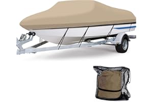 ANGLINK Heavy Duty Marine Grade Polyester Waterproof Boat Cover, All Weather Protection Bass Runabout Boat Cover Fit Fishing Boat, Pro-Style, V-Hull, TRI-Hull