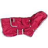 Wilderdog Dog Jacket Waterproof Raincoat with Breathable Interior, Removable Hood, Torso Strap, Secure Closures, Back Pocket and Two Hanging Loops, Foldable into Back Pocket