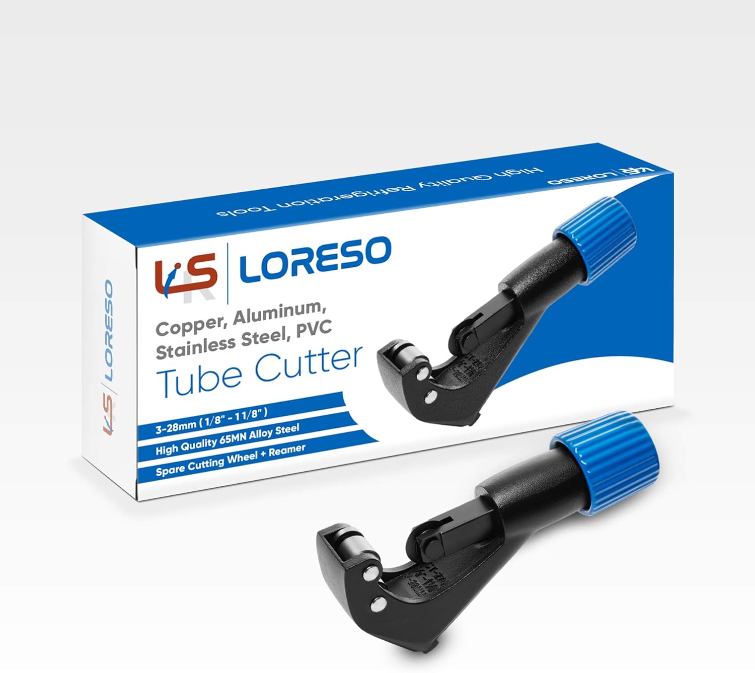Copper Pipe Tubing Cutter By LORESO - Tube Cutter for Copper, Brass, Aluminum, Thin Stainless Steel & PVC Pipes Cutter with Extra Blade and Reamer for 1/8 to 1 1/8 Inch ( 3-28mm ) OD Pipes - - 