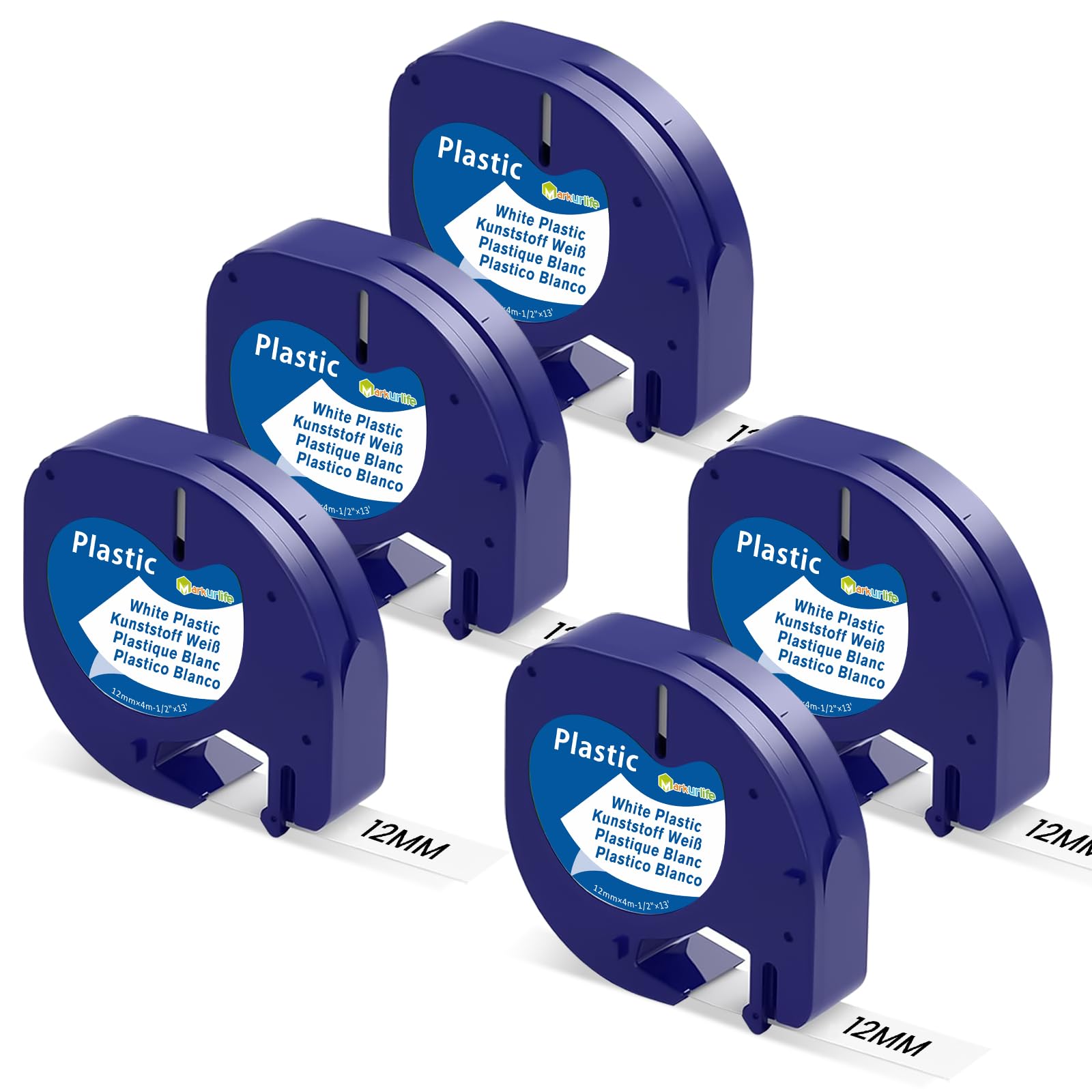 Markurlife Compatible Refills Replacement for LetraTag Tape Plastic White 12mm x 4m 91201 Black on White Labeling Tape Use for LetraTag LT 100H, LT 100T Plus,LT 100T XR XM QX50